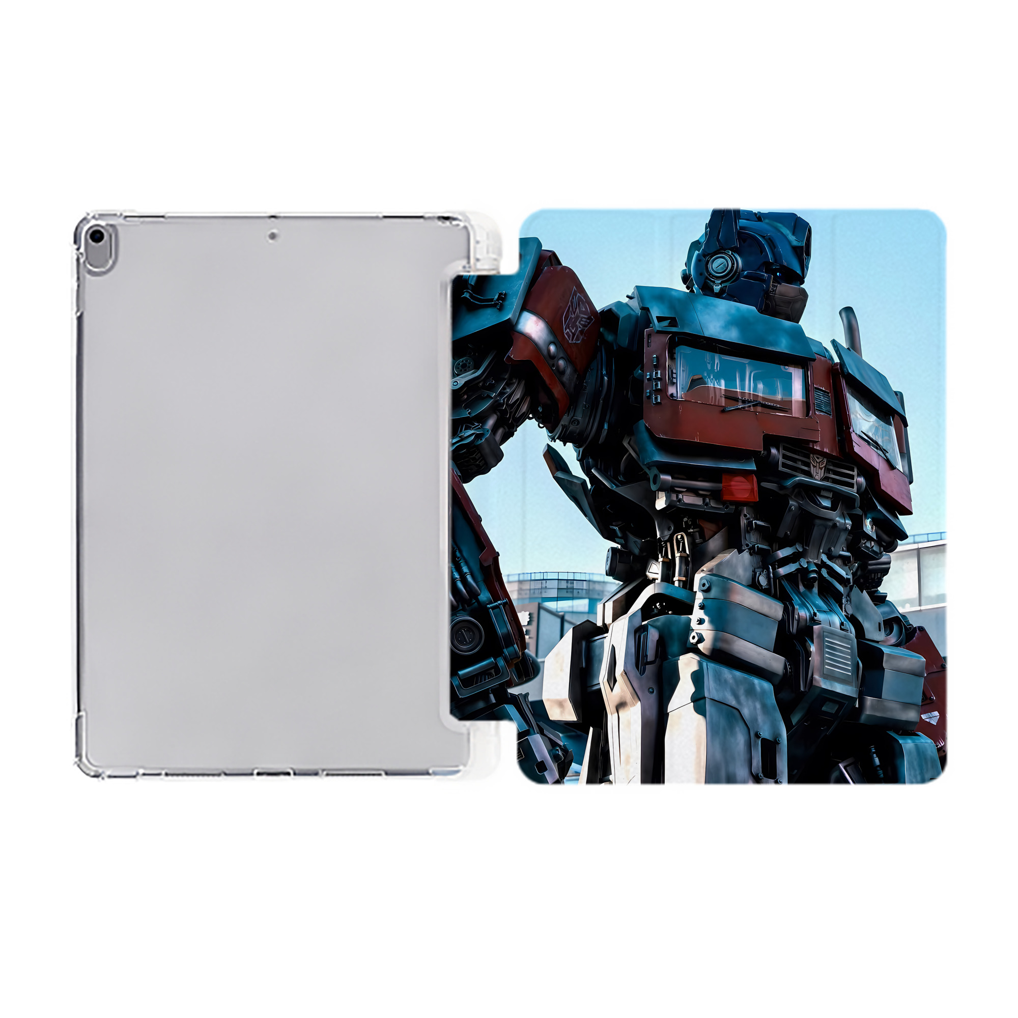 （画像用） Transformers トランスフォーマー IPad ケース ペン収納付き 三つ折りスタンド PUレザー×シリコン 対応機種9.5/10.5/10.9インチ